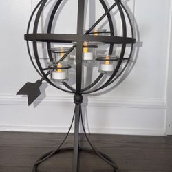 Metal Amilliary World Globe With Arrow Tealight Holder 20” Tall