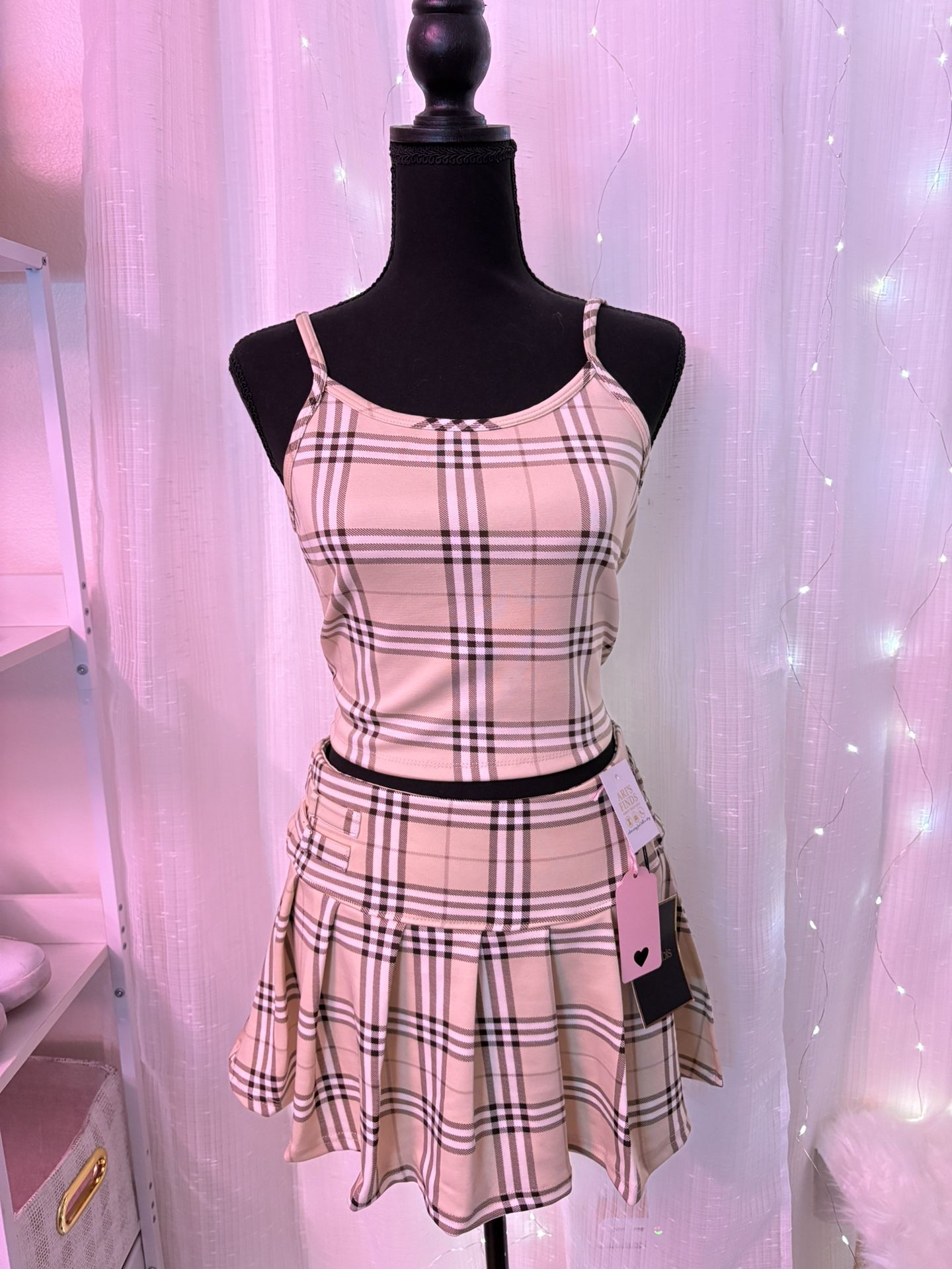 Pleated Top & Skirt Set