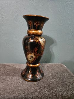 Vintage Ornate Candle Stand with Gold and Black Detailing
