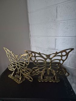 Brass Butterfly Bookends Set of 2