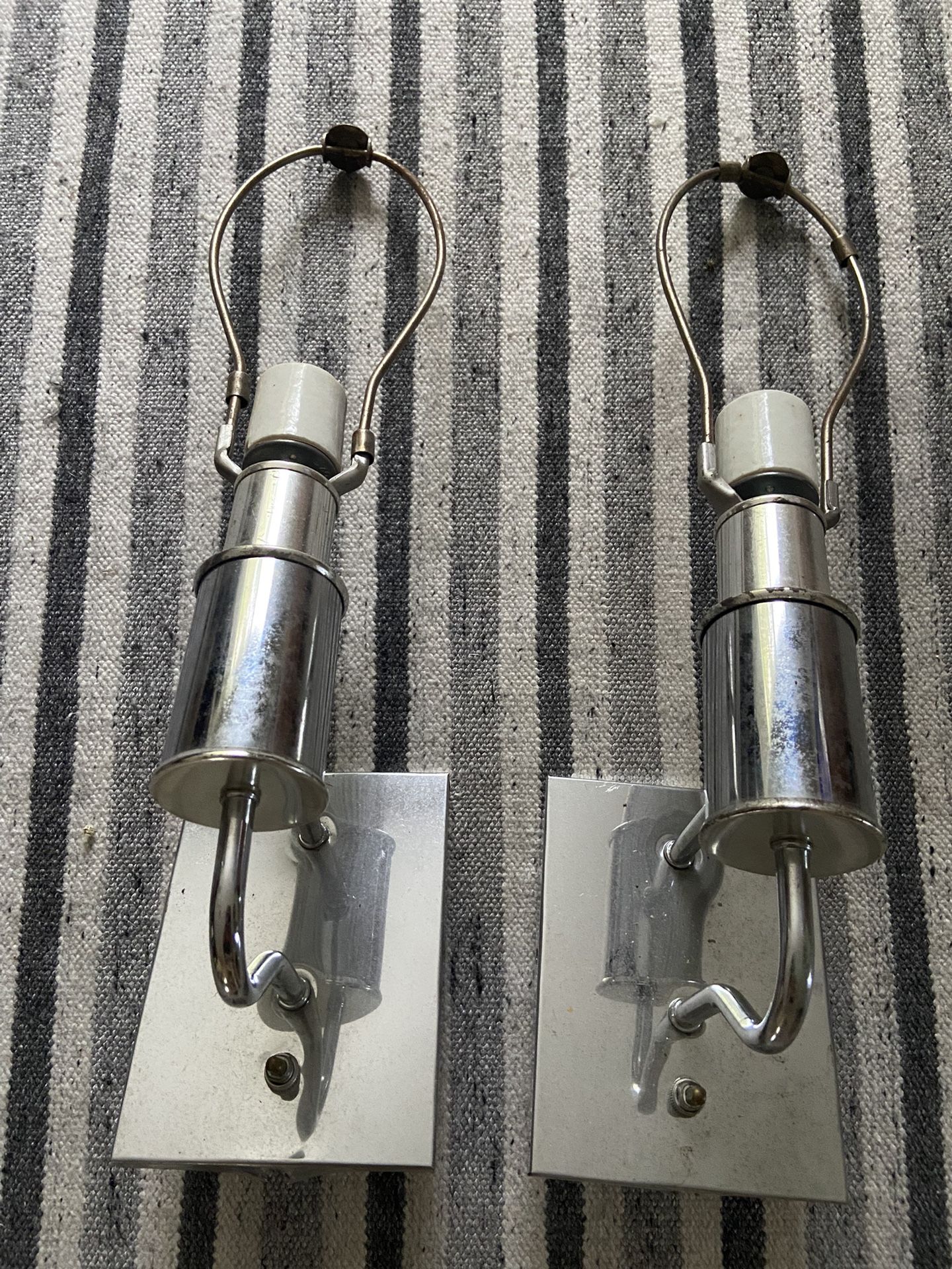 Chrome Sconce Pair rectangular Shaped Chrome Fifties Wall