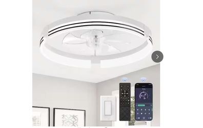HINNIXY 20 in. Smart Indoor White Dimmable Fandelier LED Light Ceiling Fan with Light and Remote