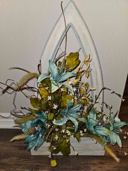 Handmade Wooden Arch with Faux Floral arrangement