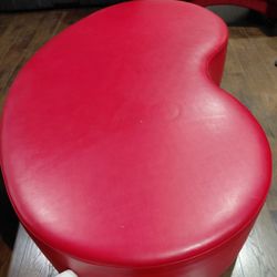 Leather Kidney shaped Ottomen Red