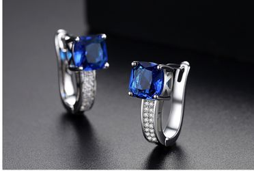 Fashion Diamond Earring - blue Zirconium