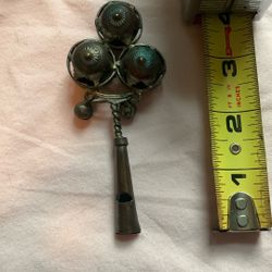 Brass Baby Rattle Whistle