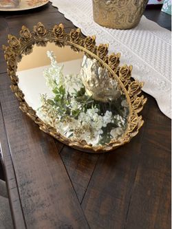 Large heavy vintage vanity tray