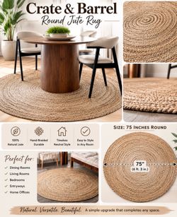 6’ Round Natural Jute Area Rug – AllModern – Neutral Woven Rug