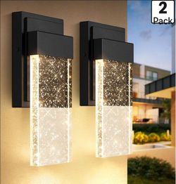 1304: New Outdoor Wall Light Fixtures with Crystal Bubble Glass, Waterproof Exterior Sconces LED Wall Lanterns, Porch Lights Wall Mounted 10W 3000K Ou