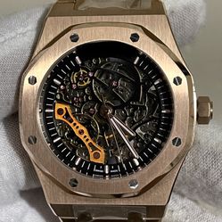 Men’s Rose Gold Skeleton Watch For Sale