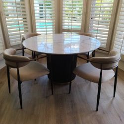 Brand new marble dining table with four chairs