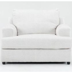 **Pending**. —-Comfy Oversized White/Beige Sofa Chair W/Ottoman