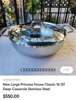 Princess House 16 Q Caserole stainless steel