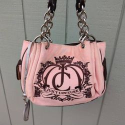 Juicy Couture Y2K "JC"  Pink Terry Cloth Hobo Shoulder Bag

