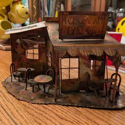Vintage, Mid Century Metal Sculpture Hand Made Ice Cream Parlor