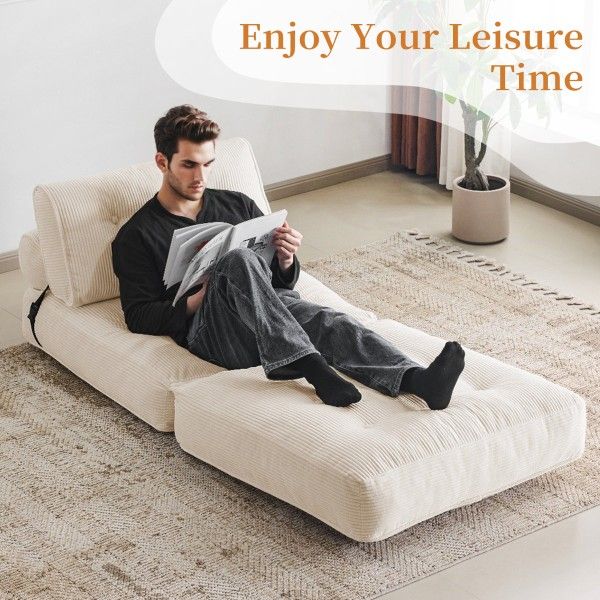 Portable Folding Sofa Bed, 3-In-1 Convertible Sleeper Chair Bed with Pillow for Small Spaces