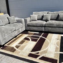 Trending Plush 2 Pc Sofa Couch Set- $599.99- FREE Delivery- READ Description