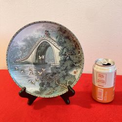 Imperial Jingdezhen Porcelain Collector Plate Jade Belt Bridge, aka Yu Dai Qiao, in the Summer Palace Beijing, China