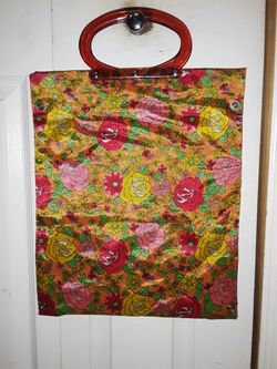 1970. Tiawan foldable floral. Tote. Bag