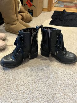 Little Girl Black Combat Boots 