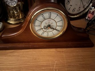Vintage Sunbeam 882-621 Wood Mantle Clock – Battery Operated Quartz – Working