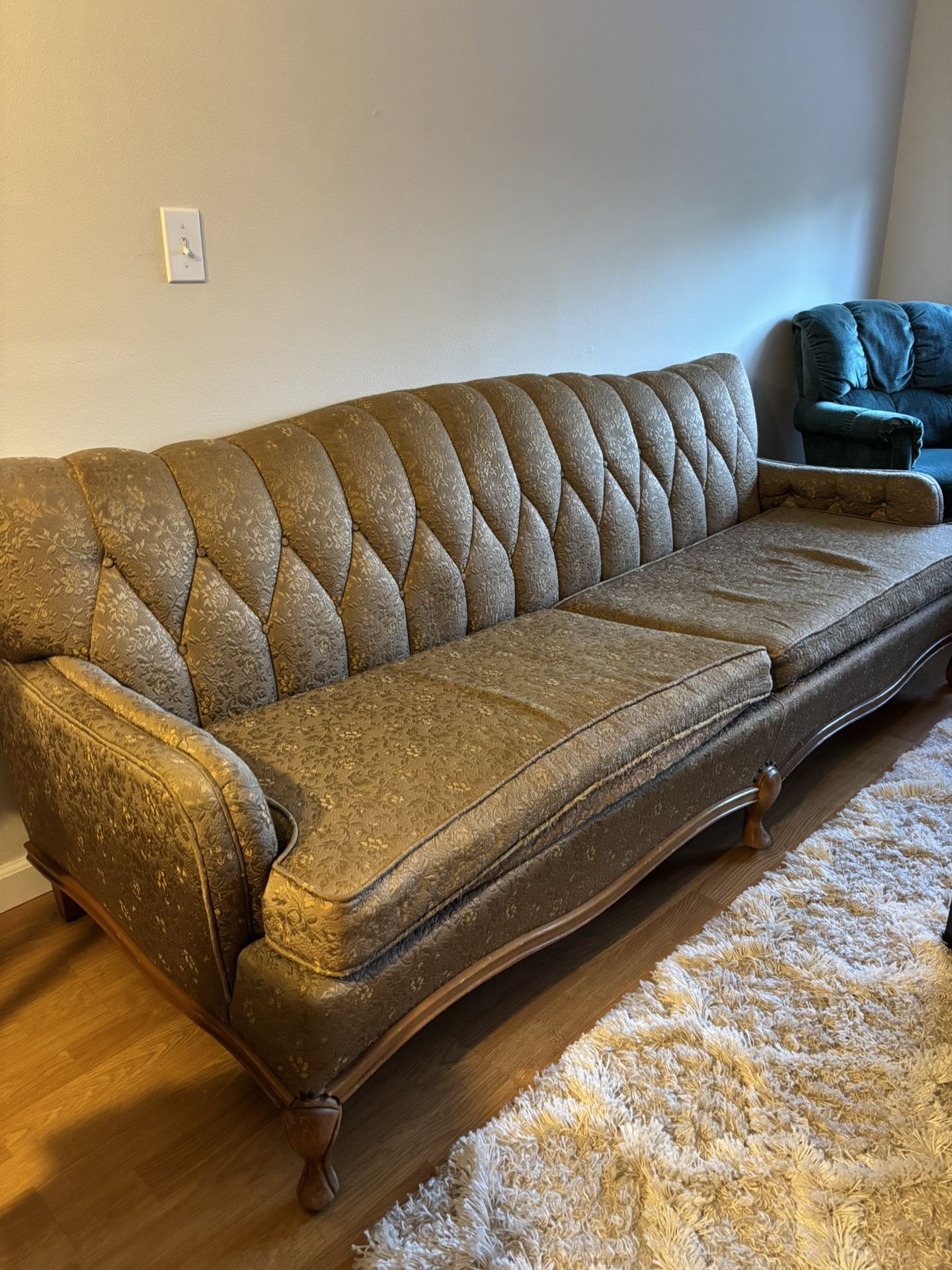 Antique Brown Floral-Patterned Couch