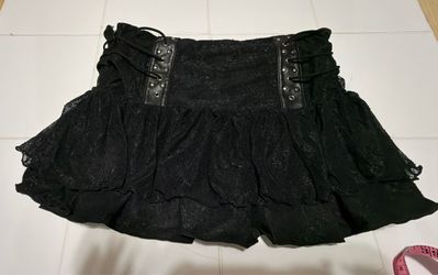 Black Lace Mini Skirt with Corset Detail
