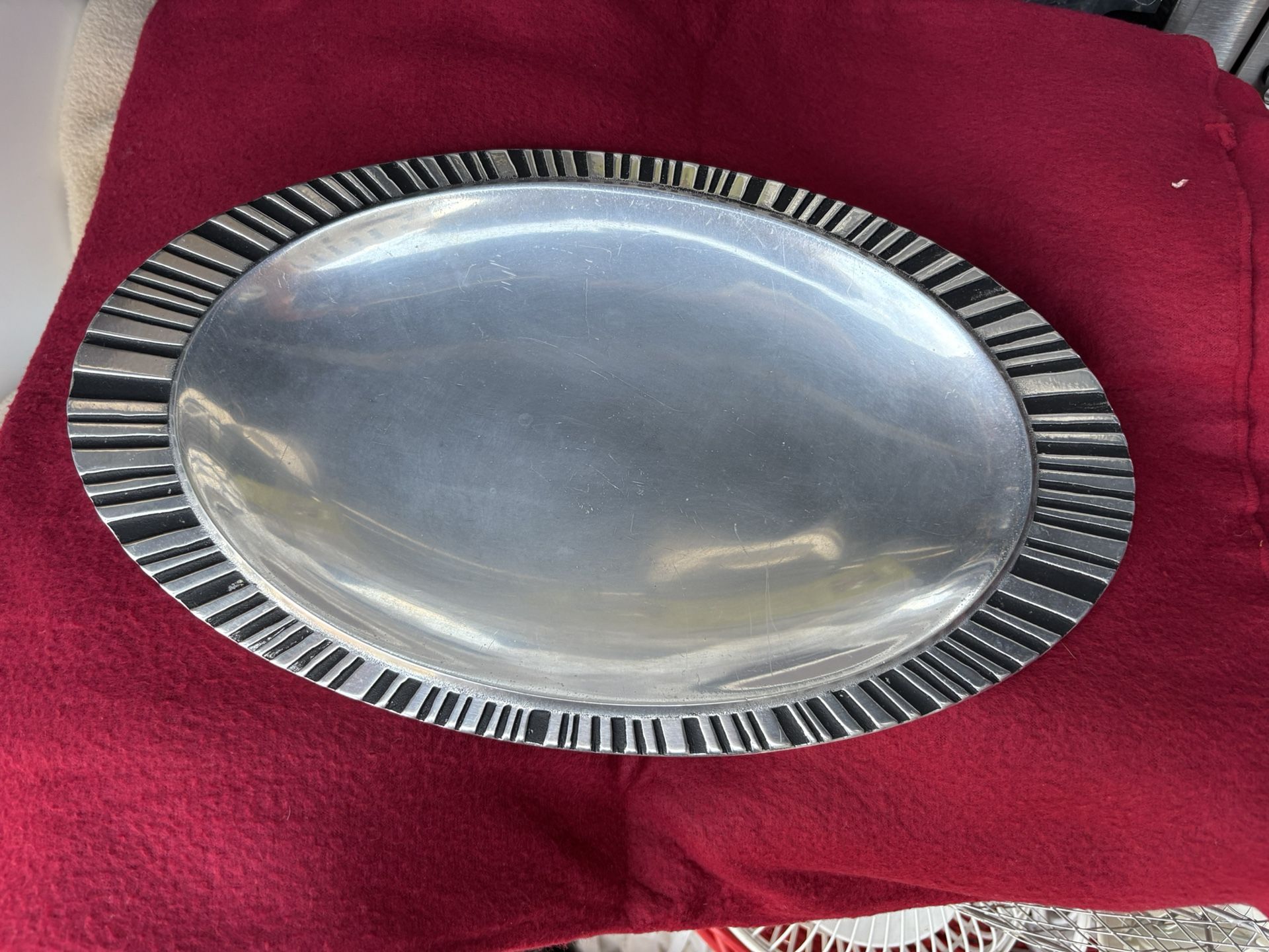 RARE RALPH WILTON ARMETALE METAL PLATTER FOR MID CENTURY MODERN SUNBURST PEWTER