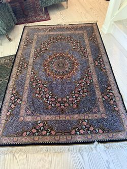 A Very Beautiful And Stunning Silk Carpet From Iran- Qoum