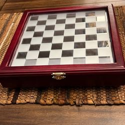 Vintage Glass and Wooden Chess Set