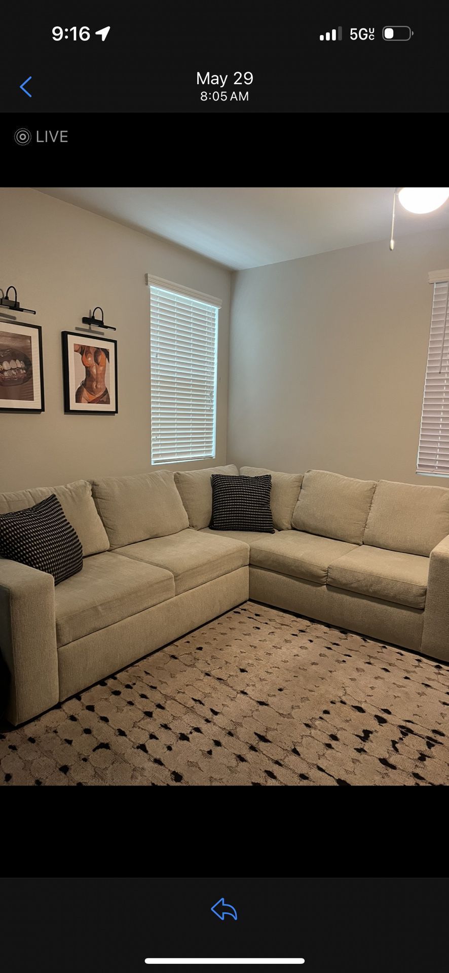 Sebastian Cream Convertible Pull out Couch 