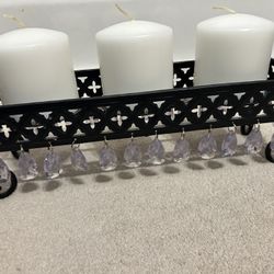 3 Pillars Candles With Candle Holder Measures 4” (W) 13” (L)