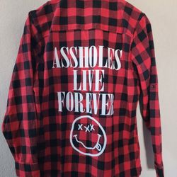 Assholes*s Live Forever Checkerboard LumberJack Button-up L/S Flannel Shirt M