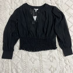 Elegant Black Pleated Blouse