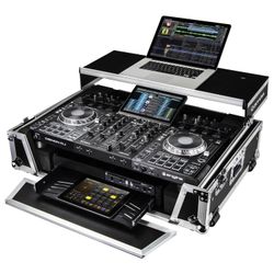 Odyssey FZGSPRIME4W2 Flight Case for Denon Prime 4 Standalone DJ System with Patented Glide Laptop Platform and 2U Rack Space