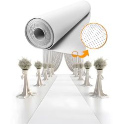 White Carpet Runner For Party - Triple Thickness, Non-Slip Grip Dots - Felt Rug Party Decorations - Wedding Ceremony Aisle Runner, Hollywood Oscars Gr