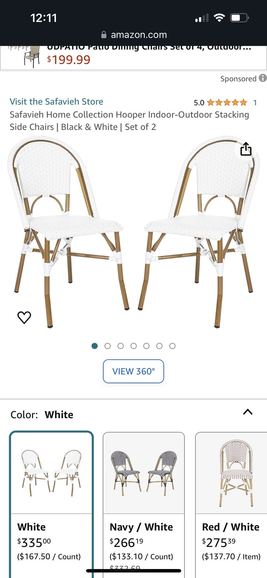 BRAND NEW UNOPENED $335 in Box / Set Of 2 Outdoor Bistro Chairs Patio 