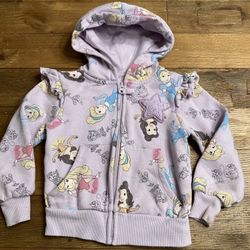 Disney Princess 4T girls sweatshirt zip up hoodie purple toddler