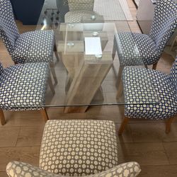 Modern Glass Dining Table with 6 Chairs