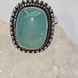 Sterling Silver Jade Gemstone Ring size 9