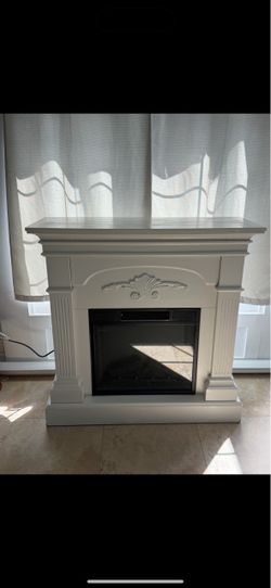White electric fireplace