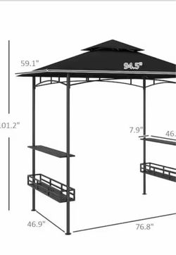 Outdoor BBQ Grill Gazebo with Side Shelves