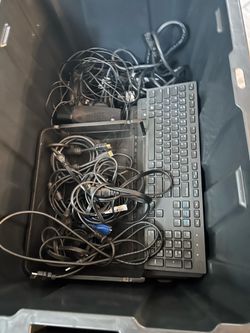 8   Key boards, lots of power cords and six computer  speakers