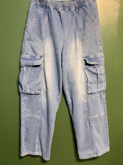 BDG Y2K Style Elastic Waist Relaxed Skate Denim Cargo Pants [Size -Large]