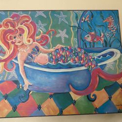 Mermaid In A Bathtub By Ronda Ahrens 