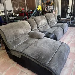 5 Piece Sectional Couch with 3 Recliners. No tears, No stains, No burns. Everything is included for the price. 