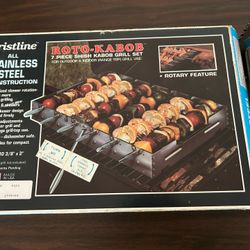 VTG KRISTLINE Roto Kabob Shish Kabob Rotating Six Sleep Grill Set