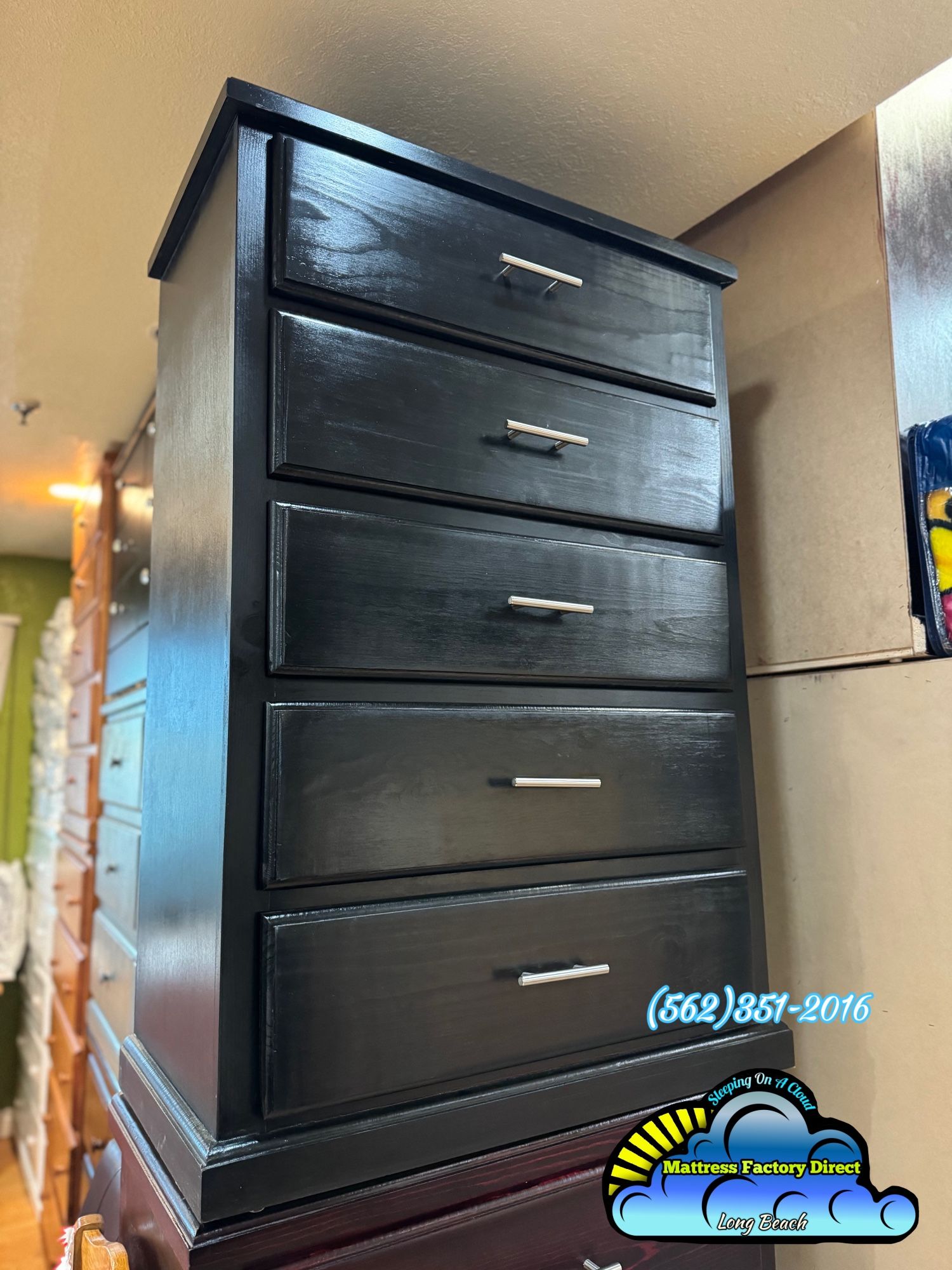 Black Dresser With Bar Handles New Pinewood
