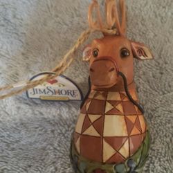 Jim  Shore Reindeer With Dangle Bell Ornament