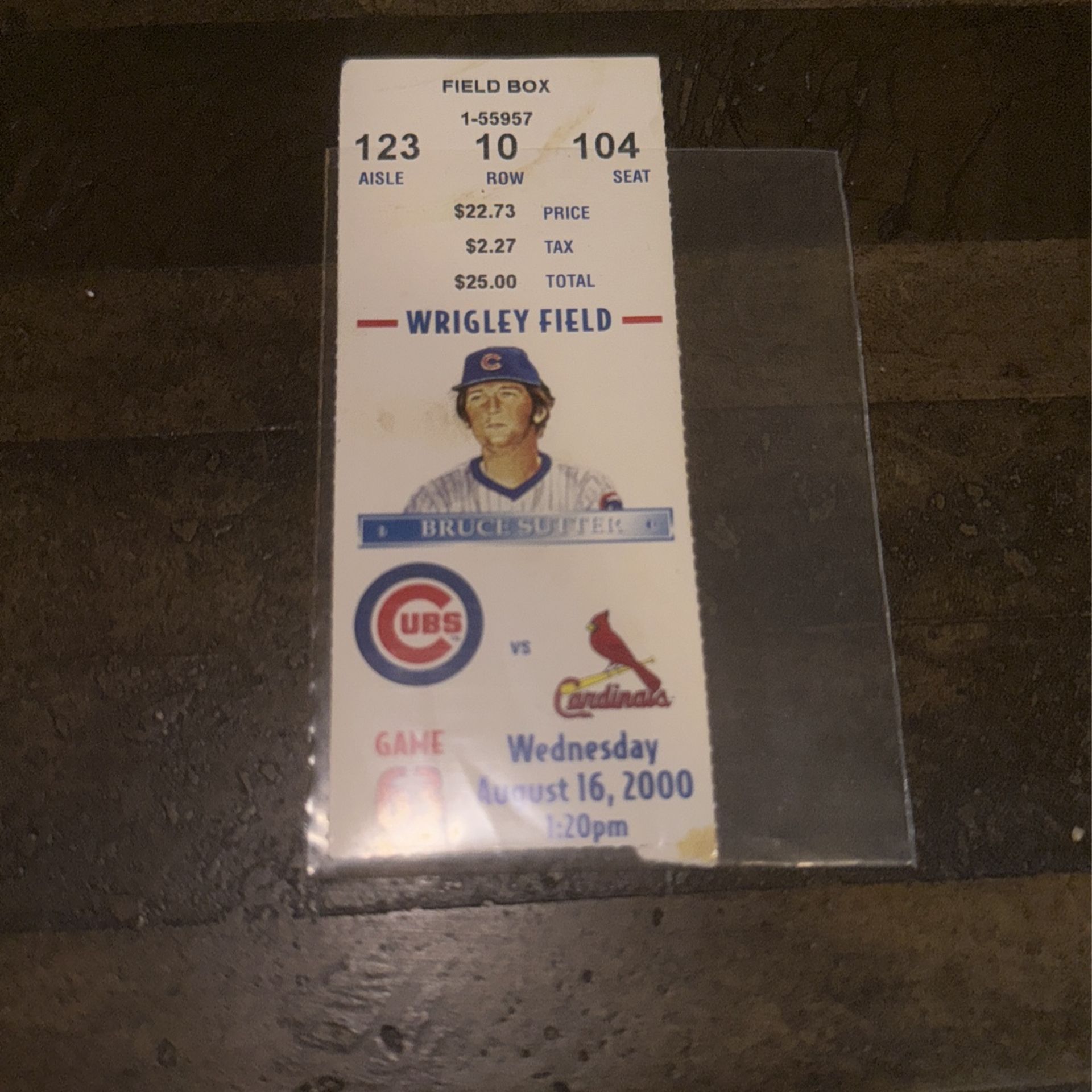 Cubs Ticket (August 16,2000) (Bruce Sutter On The Ticket)